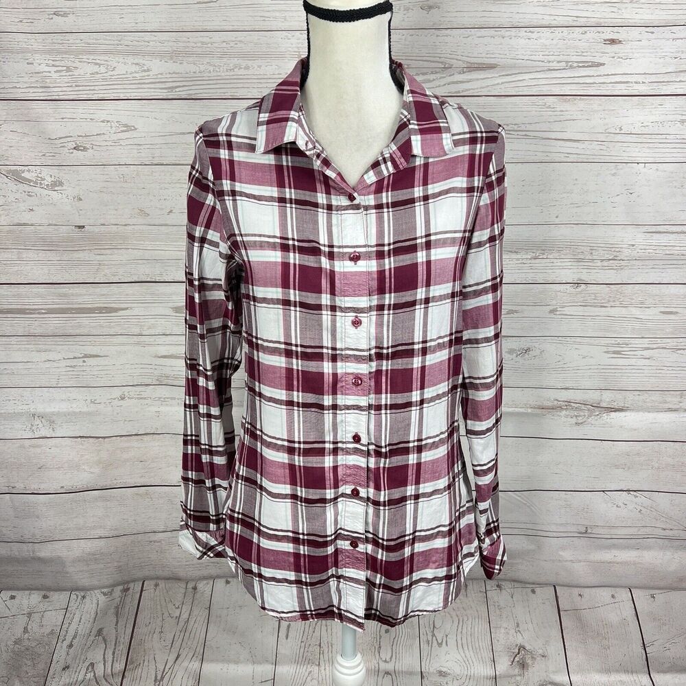Kuhl Womens Lexi Button Up Shirt Size Small Maroon Plaid Lightweight